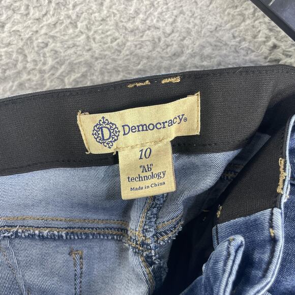 Democracy Jeans Womens 10 Blue Bootcut Frayed Hem Stretch Denim Ab Technology - Picture 7 of 14